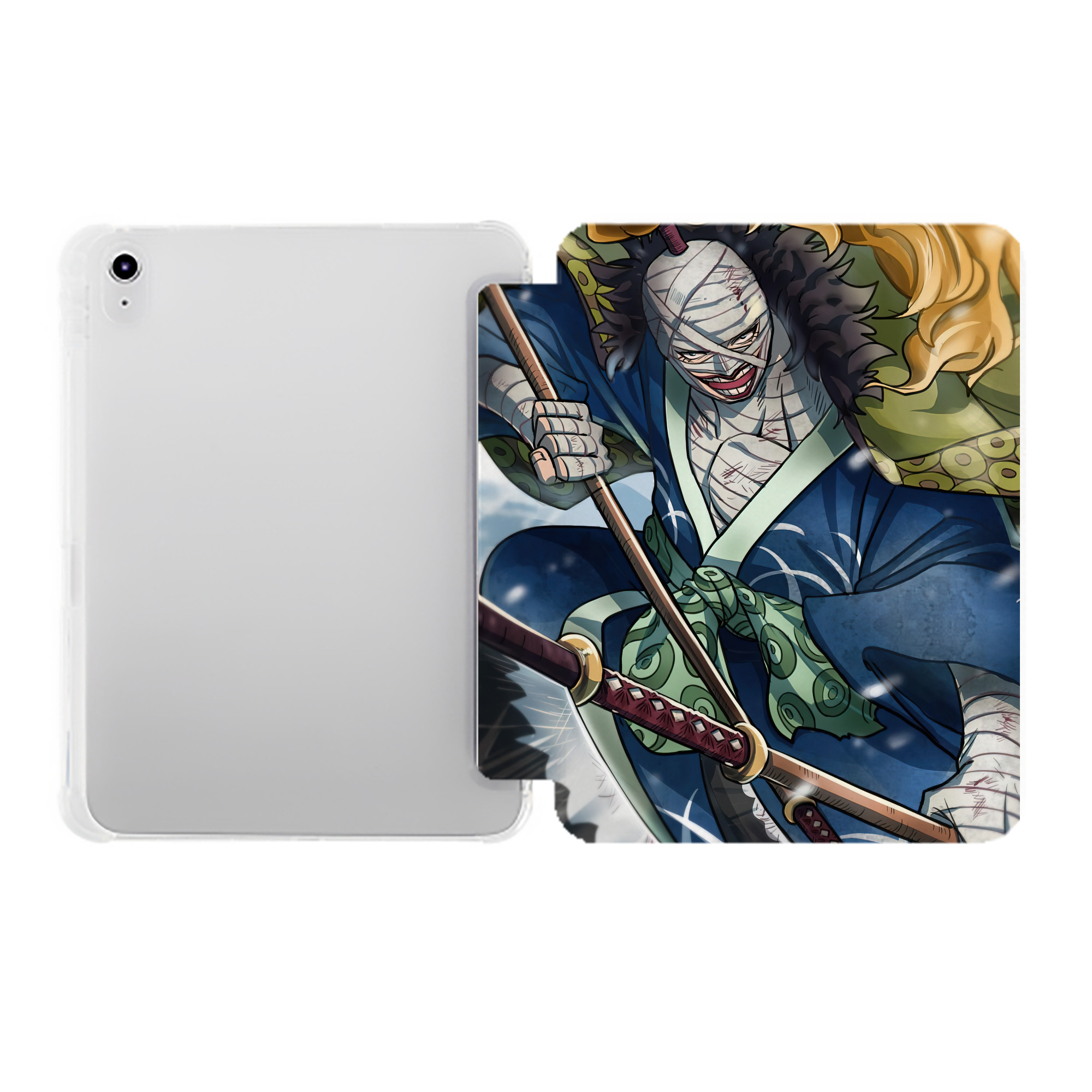 （画像用） ワンピース ONE PIECE IPad ケース ペン収納付き 三つ折りスタンド PUレザー×シリコン 対応機種9.5/10.5/10.9インチ